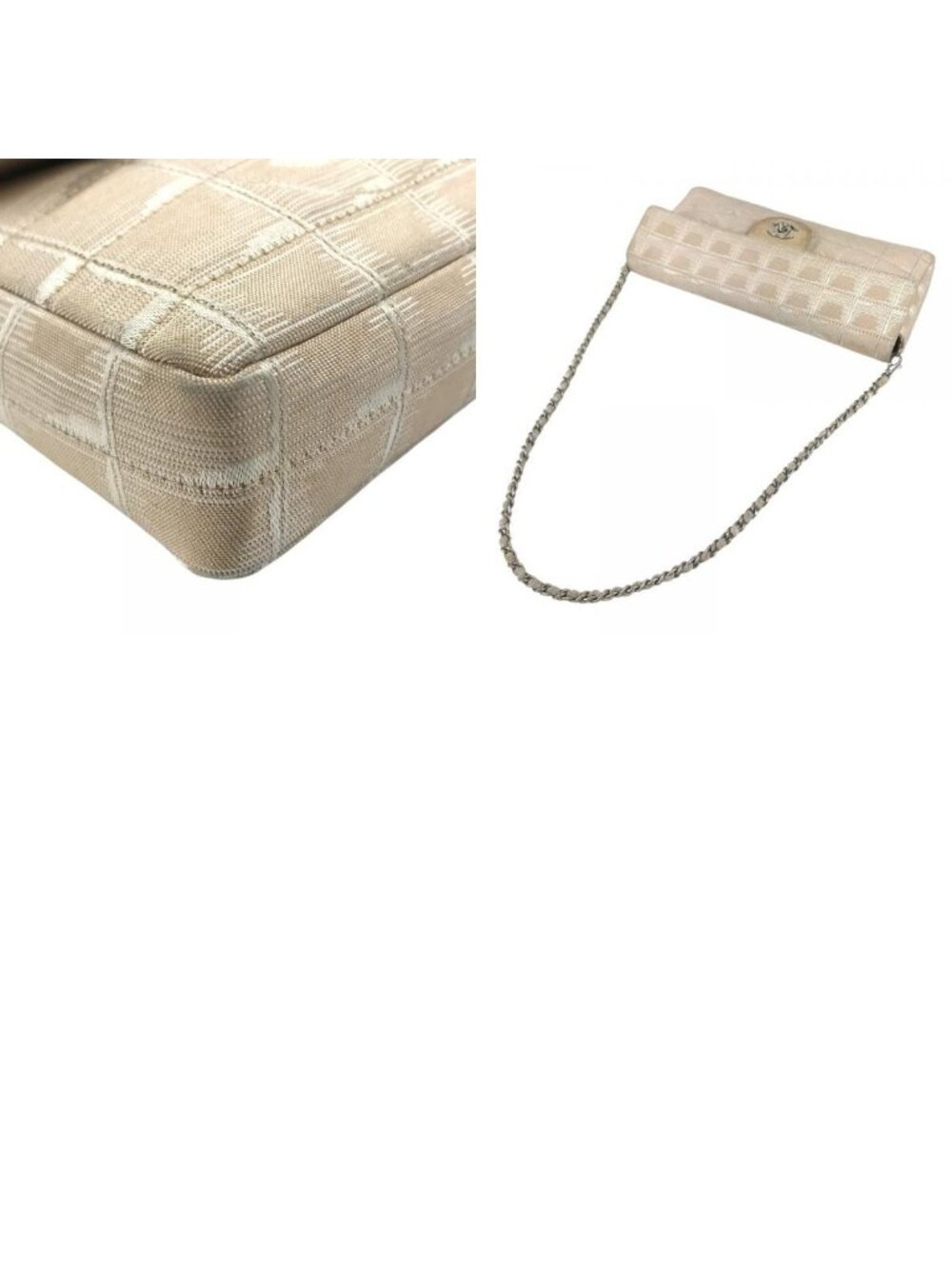 Chanel Shoulder Bag CC Logo Nylon Beige - Picture 9 of 9